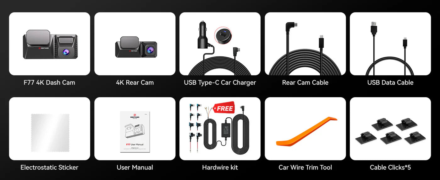 RedTiger F77 Dual 4K Dash Cam with Sony Starvis 2