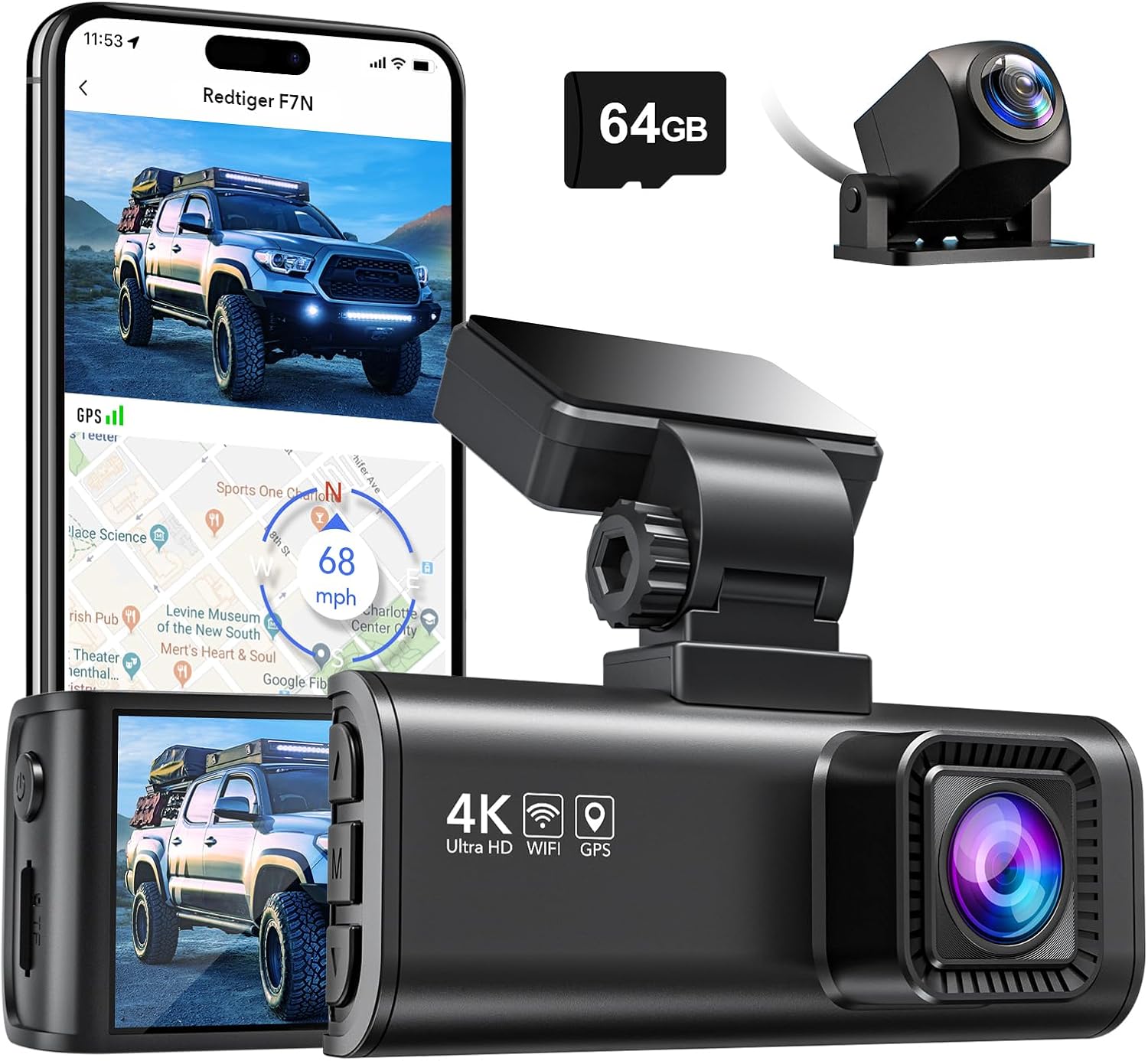 Redtiger F7N 4K Dual Front and Rear Dash Cam