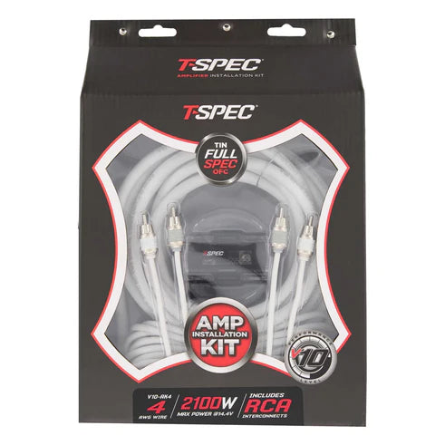 T-Spec V10-AK4 4 AWG Amplifier Wiring Kit with RCA Cable